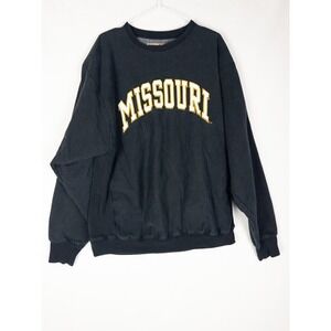 VTG Missouri Sweatshirt Mens L Black Spell Out Chunky Pullover Steve Barrys